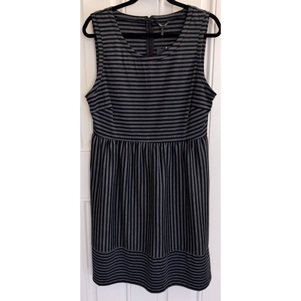 NEW! Black/Gray Stripe Women's Midi Dress size L